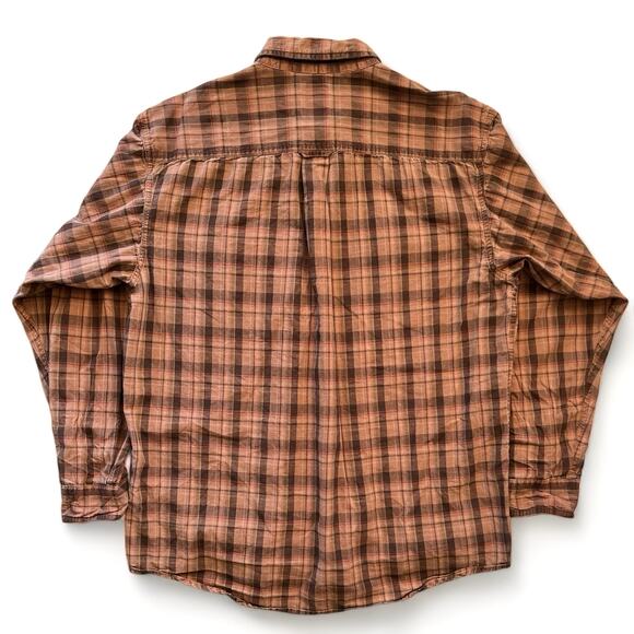 RedHead Orange Brown Plaid Button Up Lightweight Shirt L Grunge Pocket Skater - Picture 2 of 7